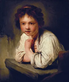 Girl at a window. Rococo. Oil on canvas. RUSSIA Girl at a window. Rococo. Oil on canvas. RUSSIA