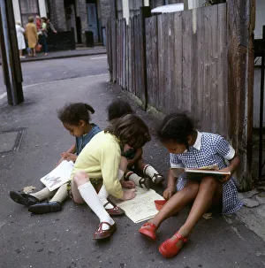 Childhood Gallery: Girls with their books in Balham, SW London