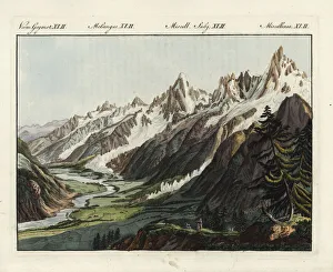 Glaciers and snow slopes in Chamonix valley, France Glaciers and snow slopes in Chamonix valley, France