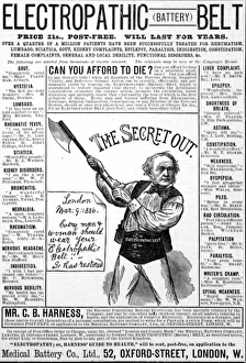Gladstone wearing an electropathic belt Gladstone wearing an electropathic belt
