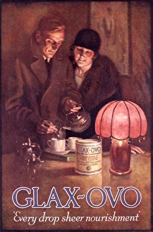 <b class=qtipBold><figcaption>Glax-ovo advert</figcaption></b><br>Glax-ovo advert, chocolate flavour dried milk, every drop is sheer nourishment<br><em>© Mary Evans Picture Library 2015 - https://copyrighthub.org/s0/hub1/creation/maryevans/MaryEvansPictureID/10265178</em> Glax-ovo advert