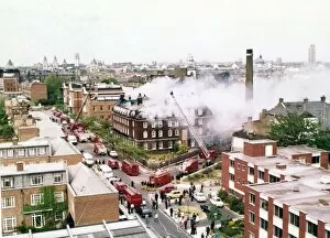 Images Dated 31st May 1976: GLC-LFB Major fire, Chelsea Hospital, Pimlico