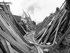 Images Dated 31st May 1965: GLC-LFB - Timber yard fire, Barking