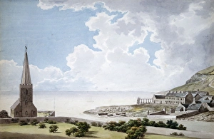 <b class=qtipBold><figcaption>Glenarm Church</figcaption></b><br>Glenarm Church (1796). Barralet, John James c1747 - 1815 (Unknown pupil of). Date: 1796<br><em>© National Museums NI / MARY EVANS</em> Glenarm Church