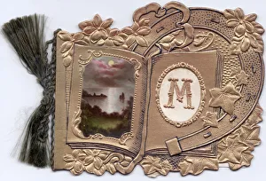Gold embossed greetings card with initial M Gold embossed greetings card with initial M