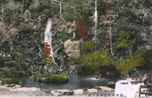 A Goldfish pond with Waterfall - Kiga, Takone, Japan A Goldfish pond with Waterfall - Kiga, Takone, Japan