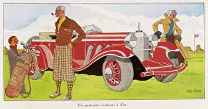 <b class=qtipBold><figcaption>Golfers and their Car</figcaption></b><br>A golfinc couple arrive at the course in their splendid vehicle.<br><em>© Mary Evans Picture Library</em> Golfers and their Car