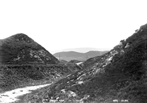 Prints of Gortin Gap, Co. Tyrone - a view of a gap in the mountains. (Location: Northern Ireland; County Tyrone; Omagh). Date: circa early 1900s County Tyrone Prints: Gortin Gap Print, Northern Ireland, circa early 1900s