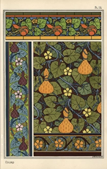Gourd in wallpaper, stained glass and fabric patterns Gourd in wallpaper, stained glass and fabric patterns