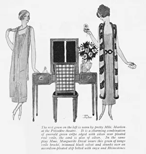Two gowns worn by actresses at the Poiniere Theatre, Paris Two gowns worn by actresses at the Poiniere Theatre, Paris