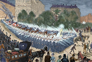Grand procession to the electric light in New York, 1884. US Grand procession to the electric light in New York, 1884. US