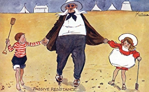 Grandfather and Grandchildren at the seaside - Thackeray Grandfather and Grandchildren at the seaside - Thackeray