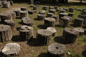 Greek Art. Remains of column shafts. Olympia. Greece Greek Art. Remains of column shafts. Olympia. Greece
