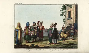 Greek and Italian female costume, 18th century Greek and Italian female costume, 18th century