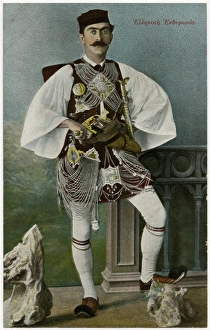 Greek Man in ebullient rich local costume Greek Man in ebullient rich local costume