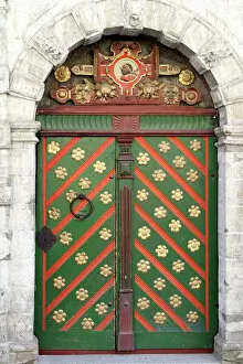 Images Dated 31st July 2010: Green, gold and red decorated door