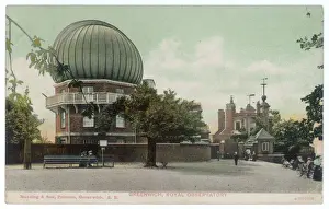 Prints of Greenwich Royal Observatory, with its dome to the forefront of the postcard Greenwich Prints: Greenwich Observatory Print with Dome