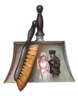 Greetings card in the shape of a dustpan and brush Greetings card in the shape of a dustpan and brush