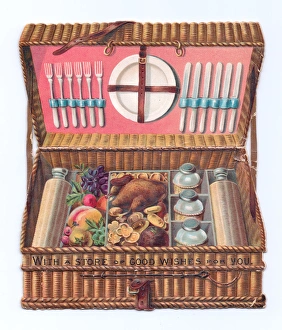 Greetings card in the shape of a picnic basket Greetings card in the shape of a picnic basket