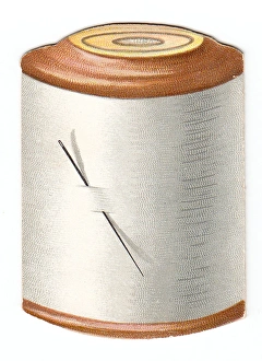 Greetings card in the shape of a reel of cotton Greetings card in the shape of a reel of cotton