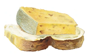 Greetings card in the shape of a slice of bread with cheese Greetings card in the shape of a slice of bread with cheese