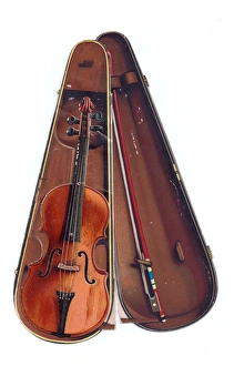Greetings card in the shape of a violin in a case Greetings card in the shape of a violin in a case
