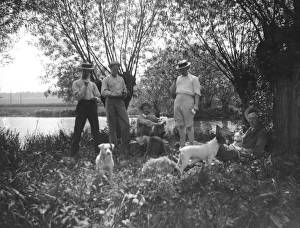 Group of five Edwardian men with dogs Group of five Edwardian men with dogs