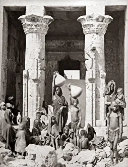 Group of women and children, Egypt circa 1880. Date: circa 1880 Group of women and children, Egypt circa 1880. Date: circa 1880