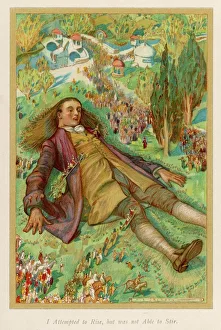 <b class=qtipBold><figcaption>Gulliver Tied/Lilliput</figcaption></b><br>Gulliver is tied up by the people of Lilliput: "I attempted to rise, but was not able to stir."<br><em>© Mary Evans Picture Library</em> Gulliver Tied/Lilliput