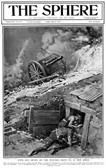 Gunner Gallery: Gunners sheltering during a bombardment, 1917, Matania