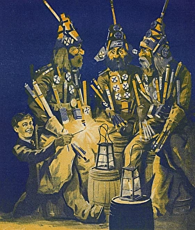 Firework Gallery: Guy Fawkes Night - lighting firework laden guys