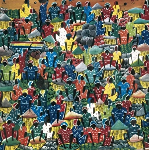 Persons Gallery: Haitian women. Naive art. Painting. Private Collection