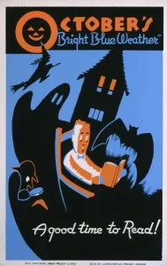 WPA Halloween Print: Boy Reading by Spooky Imagery