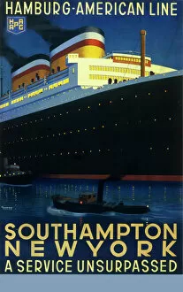 Ships and Boats Gallery: Hamburg American line passenger ship poster