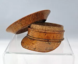 Images Dated 28th January 2012: Hand-carved British Army service cap with a detachable top