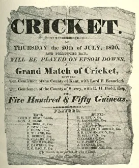 Handbill, Grand Match of Cricket Epsom Downs, Surrey Handbill, Grand Match of Cricket Epsom Downs, Surrey