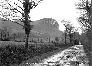 Prints of The Hanging Rock, Belcoo - a scenic view of an escarpment. (Location: Northern Ireland: County Fermanagh: Belcoo). Date: circa early 1900s County Fermanagh Prints: Early 20th Century Print of The Hanging Rock, Belcoo