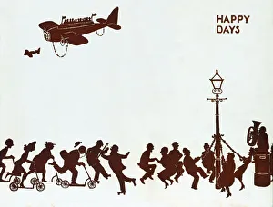 <b class=qtipBold><figcaption>Happy Days / W H Robinson</figcaption></b><br>A series of happy folk, dancing, playing music, roller skating in their new world. Please note: Credit must appear as (c) Courtesy of the estate of Mrs J.C.Robinson/Pollinger Ltd/Mary Evans Picture Library<br><em>© Mary Evans Picture Library 2015 - https://copyrighthub.org/s0/hub1/creation/maryevans/MaryEvansPictureID/10412154</em> Happy Days / W H Robinson