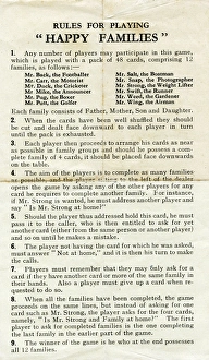 Happy Families Playing Cards - Rules for Playing Happy Families Playing Cards - Rules for Playing