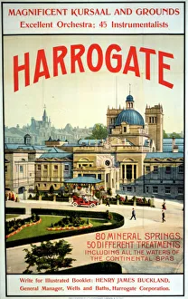 <b class=qtipBold><figcaption>Harrogate poster</figcaption></b><br>Harrogate spa, Yorkshire, travel poster, 1909 Date: 1909<br><em>© Mary Evans / National Archives</em> Harrogate poster