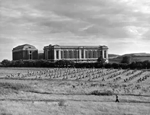 Cardiganshire Gallery: A harvest time view of the National Library of Wales, Aberystwyth, Cardiganshire