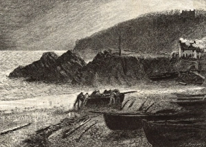 Hauling in the Boats - Evening by Charles Napier Hemy Hauling in the Boats - Evening by Charles Napier Hemy