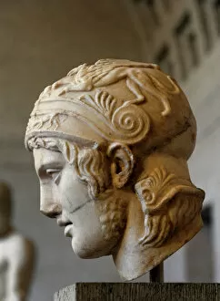 Antiquity Gallery: Head of a statue of Ares. Roman sculpture after original of