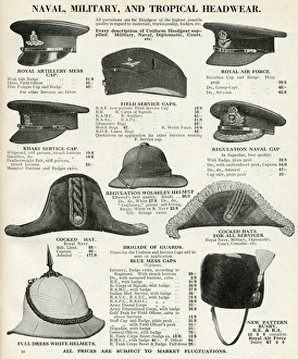 Headwear for naval, military and tropical 1937 Headwear for naval, military and tropical 1937