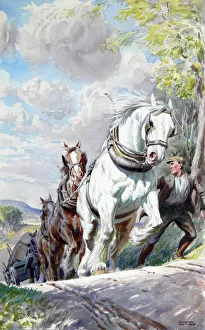 Timber Gallery: Heavy horses pull a Timber Wagon uphill
