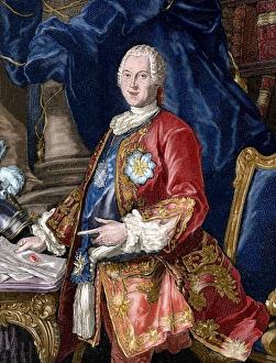 Heinrich, count von Bruhl (1700-1763). Colored engraving Heinrich, count von Bruhl (1700-1763). Colored engraving