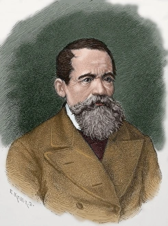 Heinrich Laube (1806-1884). Colored engraving Heinrich Laube (1806-1884). Colored engraving