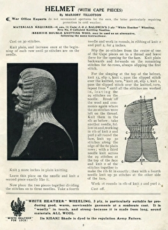 Helmet with cape pieces by Marjory Tillotson, WW1 knitting Helmet with cape pieces by Marjory Tillotson, WW1 knitting