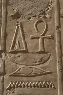 Images Dated 27th November 2003: Hieroglyph. Temple of Hatshepsut. Deir el-Bahari. Egypt