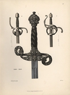 Hilts from three 17th century rapiers Hilts from three 17th century rapiers